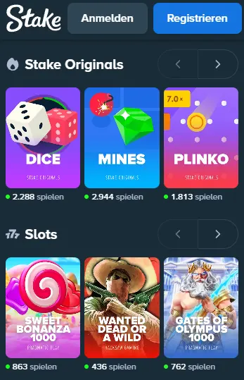 Registrierung im Casino STAKE CASINO